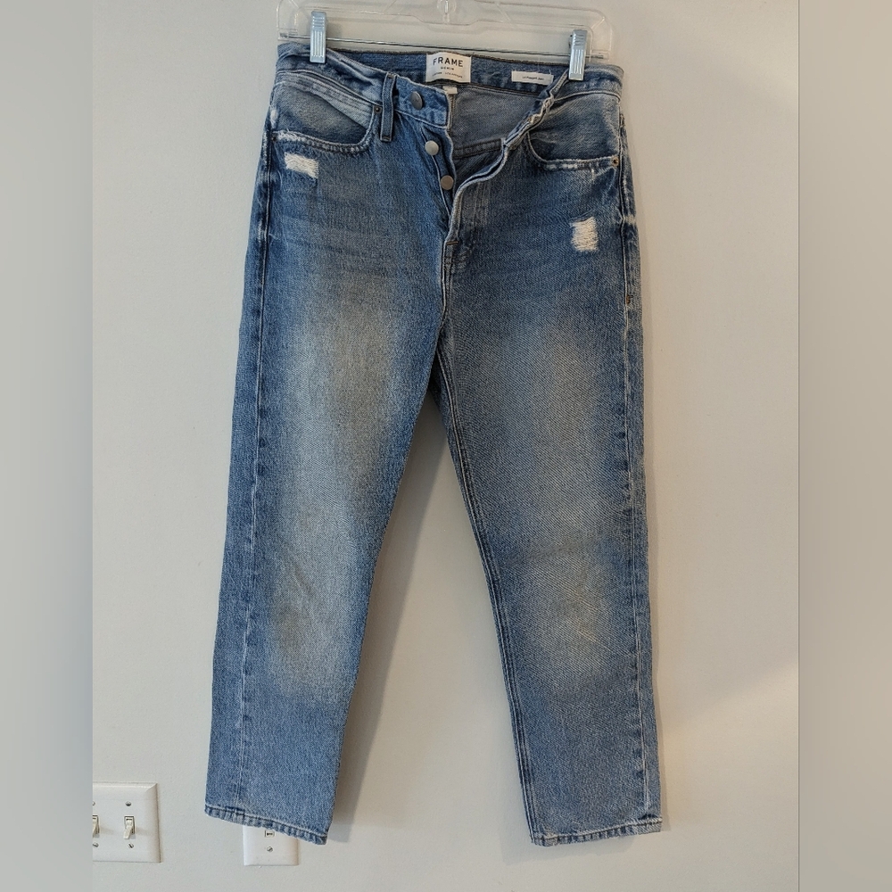 PAIGE Le Pegged Light Blue Slim Straight Jeans Size 26